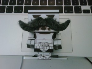 Poirottrooper (a cubeecraft stormtrooper with a handlebar moustache)